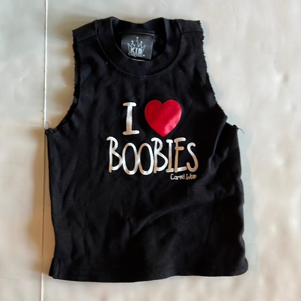 I love boobies restyled Vintage Baby tank top, 12 mo